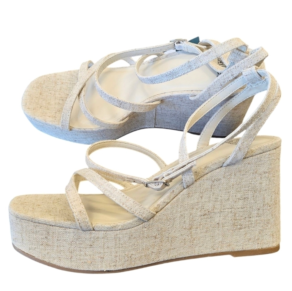 Wild Fable Heathered Cream Ronnie Memory Foam Strappy Wedge Sandal NEW